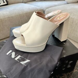 Inez Samara - white mule platform sandals